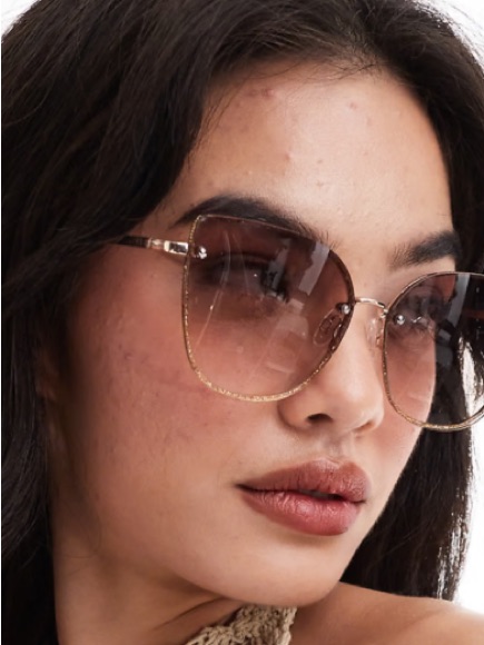 Aire Amor Glitter Metal Sunglasses In Gold
